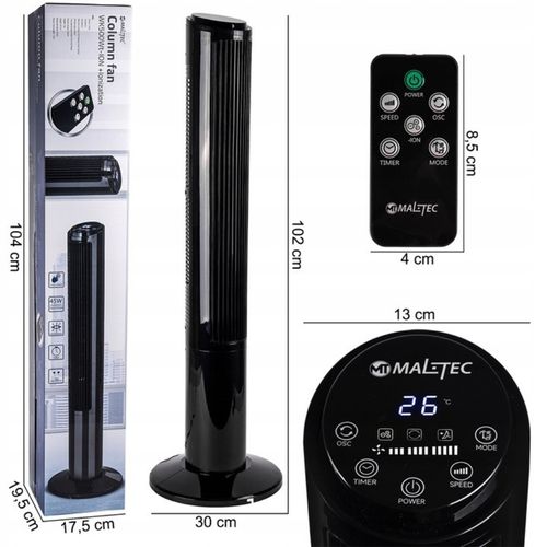 MOCNY wentylator KOLUMNOWY wiatrak podłogowy JONIZACJA OSCYLACJA CICHY na Arena.pl