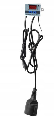 TERMOSTAT ELEKTRONICZNY CYFROWY REGULATOR TEMPERATURY + gniazdo + wtyk 230V na Arena.pl