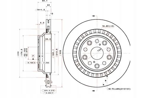 TARCZA HAM TYL 335X22 V BREMBO na Arena.pl