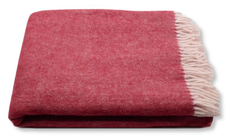 Koc Z Wełny Nowozelandzkiej 150X200 Prążek - Bordowy zdjęcie 1