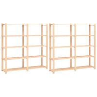 Regały z 5 półkami, 2 szt., 170x38x170 cm, sosna, 500 kg