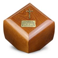 Solidna drewniana urna na prochy / Plakietka