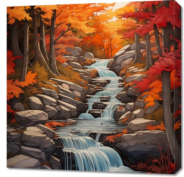 Obraz 70x70cm Jesienne Wodospady zdjęcie 1