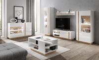 Meblościanka CARO zestaw mebli do salonu POŁYSK z ławą i komodą