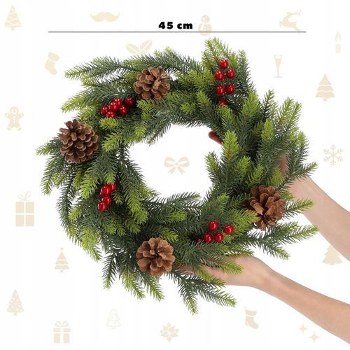 WIANEK ŚWIĄTECZNY STROIK NA DRZWI STÓŁ WIENIEC OZDOBA PREMIUM ŚWIĘTA 45 cm na Arena.pl