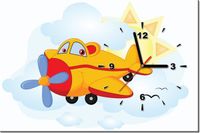 60CM 40CM ZEGAR OBRAZ ŻÓŁTY SAMOLOT RAMA ŚCIENNY