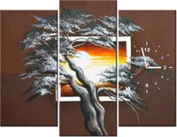 90CM 70 ZEGAR 3 ELEM DRZEWO TLE ZACHODZĄCEGO SŁOŃCA SCIENNY DRUK