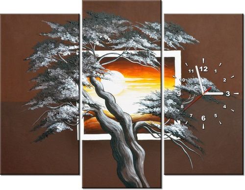 90CM 70 ZEGAR 3 ELEM DRZEWO TLE ZACHODZĄCEGO SŁOŃCA SCIENNY DRUK na Arena.pl