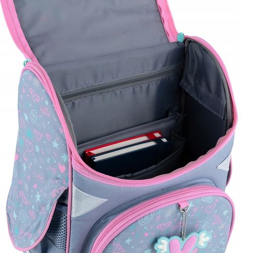 TORNISTER SZKOLNY PLECAK DLA DZIEWCZYNEK SZARY Z KOTKIEM GoPack na Arena.pl