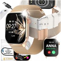 SMARTWATCH DAMSKI ZEGAREK POMIAR GLUKOZY CIŚNIENIE MENU PL ROZMOWY 2 PASKI