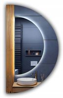 LUSTRO PÓŁOKRĄGŁE 110x55 cm KSIĘŻYC LED PODŚWIETLANE COB 480 diod/m ŚCIĘTE