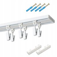 Karnisz Szyna Sufitowa Aluminiowa Podwójna Biała Żabki Agrafki 250 cm