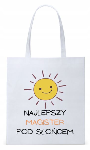 Torba Biała Eco Shopper Dla Magistra Prezent Z Nadrukiem Ze Zdjęciem zdjęcie 1