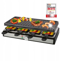GRILL ELEKTRYCZNY RACLETTE XXL 1400W dla 8 osób dwustronna płyta szpatułki