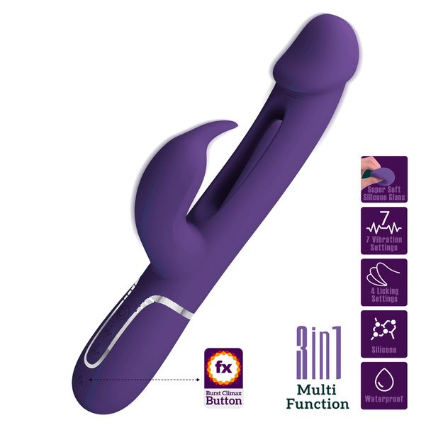 Ciemny Fiolet - Wibrator Z Języczkiem Pretty Love - Kampas Dark Purple zdjęcie 8