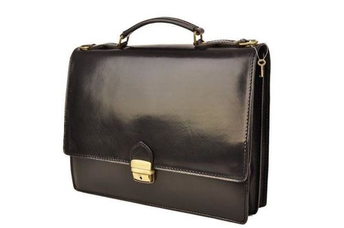 Teczka męska skórzana - Barberini's - Brązowa na Arena.pl