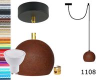 Lampa wisząca kula czarna rdza + gu10 loftowa 2m hamulec mosiądz