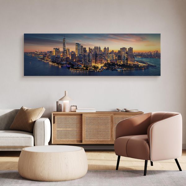 Obraz Na Płótnie Canvas Do Biura MANHATTAN NY Panorama 145cm x 45cm zdjęcie 7