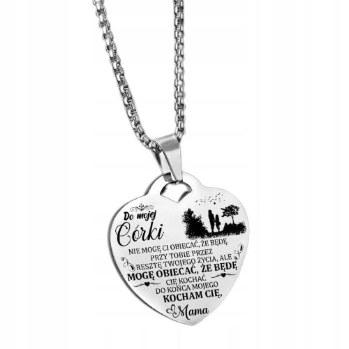 Srebrny Łańcuszek Zawieszka SERCE NASZYJNIK DLA CÓRKI OD MAMY Grawer BOX na Arena.pl