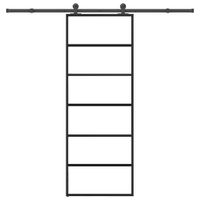 Drzwi przesuwne z osprzętem, szkło ESG i aluminium, 76x205 cm