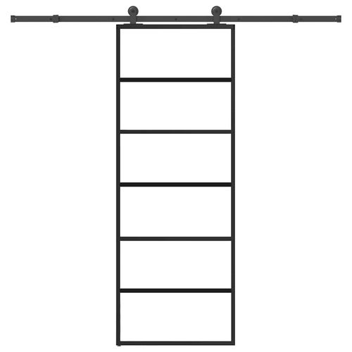Drzwi przesuwne z osprzętem, szkło ESG i aluminium, 76x205 cm na Arena.pl