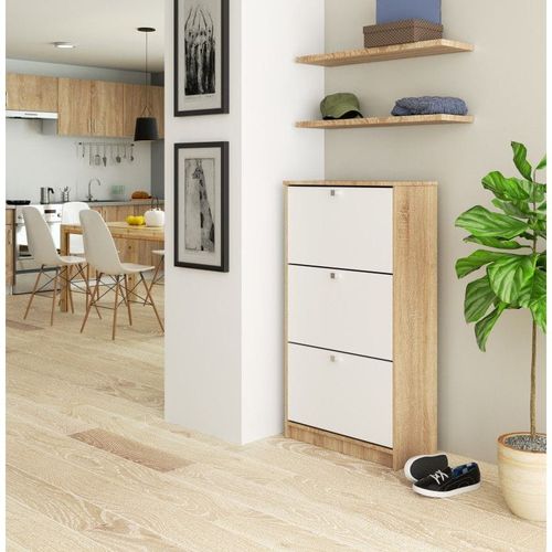 Szafka na obuwie, ARONA, 60x29x113 cm, dąb sonoma, biel, mat | TYLETEGOTU na Arena.pl