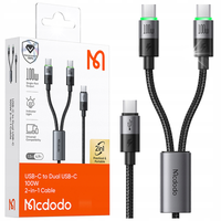 MCDODO KABEL USB-C 2W1 SZYBKIE ŁADOWANIE DO IPHONE MACBOOK LED 100W 2M