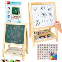 tablica drewniana dwustronna magnetyczna marker kreda literki cyfry gąbka