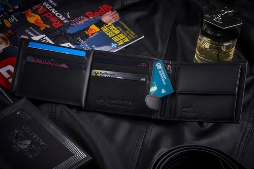 Portfel męski skórzany czarny poziomy skóra naturalna ochrona RFID na Arena.pl