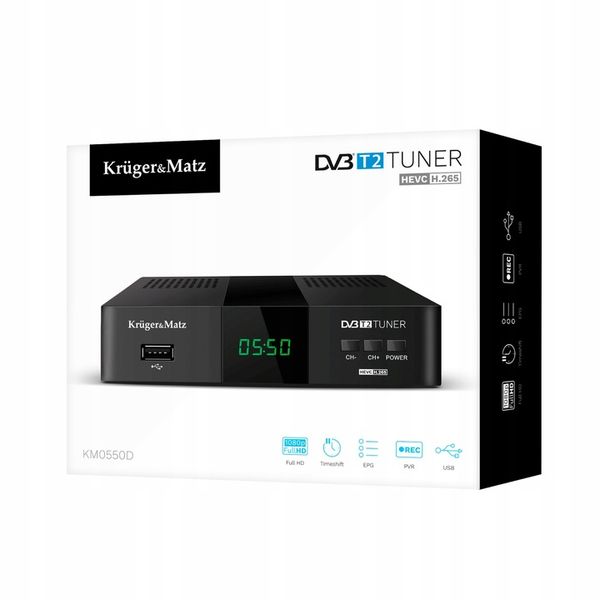 Tuner DVB-T2 H.265 HEVC Kruger&Matz HDMI SCART PVR EPG USB dekoder zdjęcie 5
