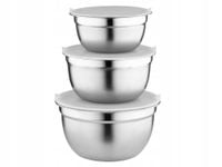 2 x ZESTAW 3 MISEK Z POKRYWKAMI 14/15/18 CM MISKI STALOWE NIERDZEWNE KPL 6E