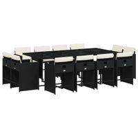 13-cz. zestaw mebli do ogrodu, poduszki, czarny, rattan PE