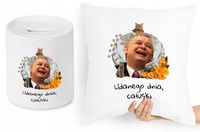 Jarosław Kaczyński Zestaw Poduszka + Skarbonka Z Nadrukiem Ze Zdjęciem