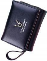 Skórzany elegancki Portfel skóra Mały portmonetka  C14_Czarny