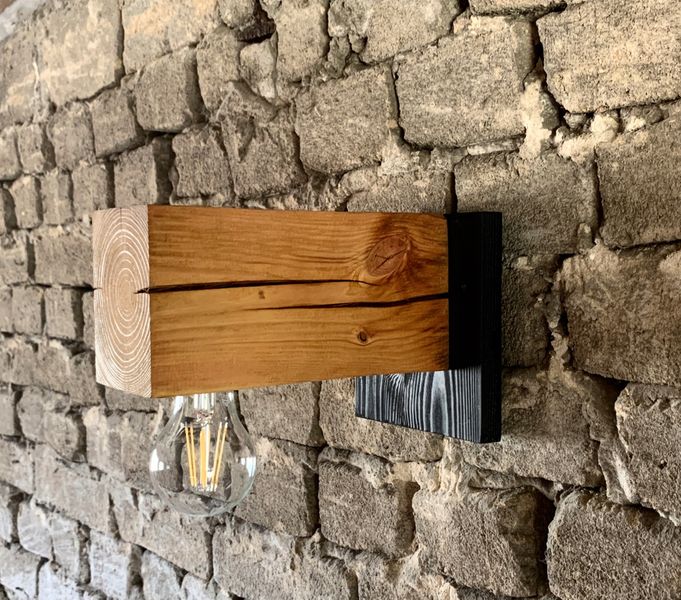 Kinkiet drewniany lampa loft scienna industrialna zdjęcie 1