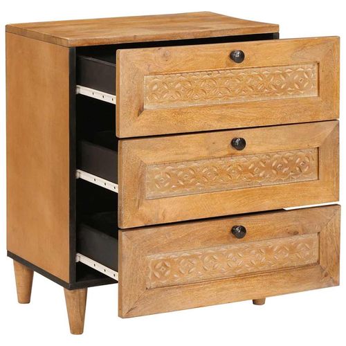 Stolik nocny Jasnobrązowy 50 x 33 x 60 cm lite drewno mango na Arena.pl