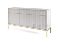 Duża szara komoda trzydrzwiowa z szufladami Nova KSZ-154 złoty stelaż