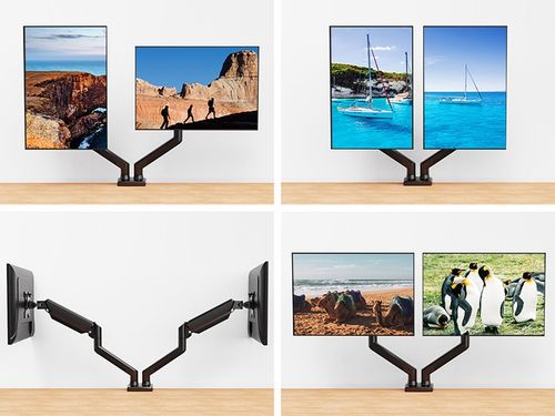 Regulowany PODWÓJNY Uchwyt Biurkowy do Monitora WIESZAK DWA Monitory 13-32" na Arena.pl