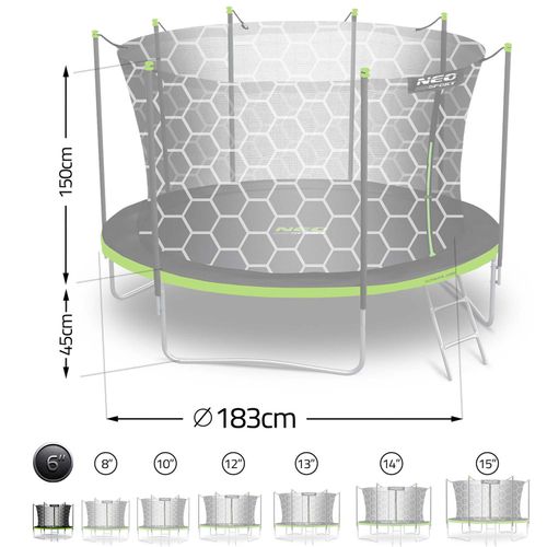 Trampolina ogrodowa 6ft/183cm z siatką wewnętrzną i drabinką Neo-Sport na Arena.pl