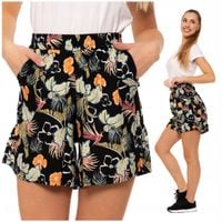 Damskie Szorty Gumka w Pasie Wiskoza Luźne Klasyczne Kwiatki MORAJ S