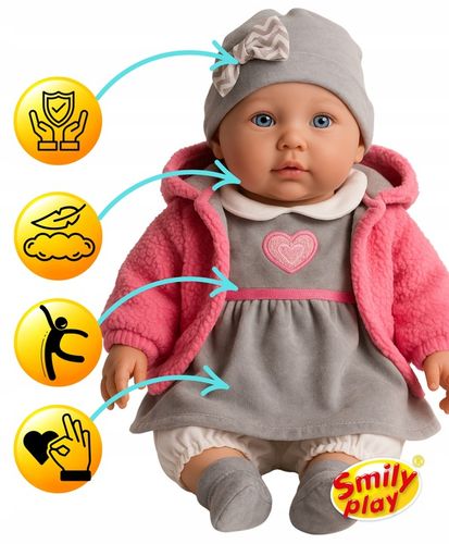 Lalka bobas mówi śpiewa uczy 2 języki interaktywna córeczka 32cm 2L+ na Arena.pl