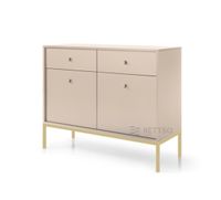 Beżowa komoda 2-drzwiowa z szufladami MOLLY złoty stelaż