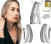 KOMPLET SREBRNY BIŻUTERII ELEGANCKI ŚLICZNE CYRKONIE SWAROVSKI + GRAWER