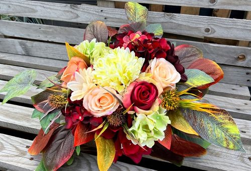 Oryginalna Jesienna Kompozycja Wiązanka Stroik na Grób Jak Żywa Róże na Arena.pl