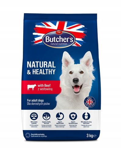 Sucha karma dla psa Butchers wołowina 3kg z witaminami lśniąca sierść skóra na Arena.pl