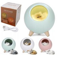 ZESTAW LAMPKA biurkowa NOCNA dla dzieci śpiący KOTEK kot FIGURKA prezent