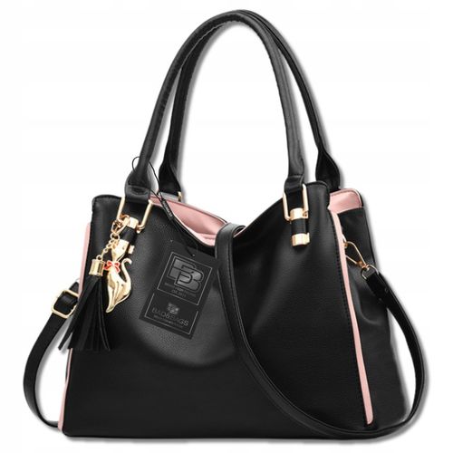 Torebka Damska Skórzana BAD&BAGS Na Ramię Torba Shopperka Czarna Pojemna na Arena.pl