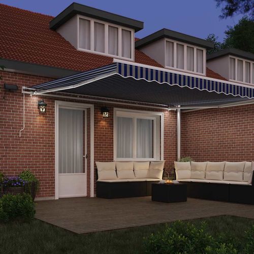 Markiza zwijana with niebiesko-biały 4.5 x 3 m Tkanina i metal na Arena.pl