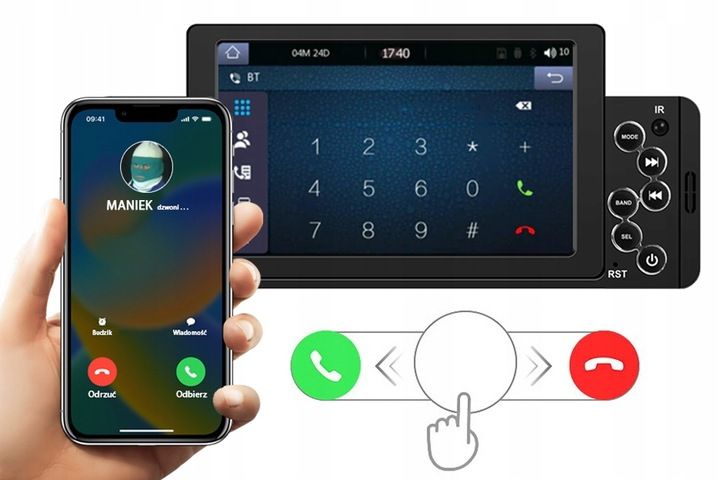 RADIO SAMOCHODOWE 1DIN BLUETOOTH 5" EKRAN DOTYK APPLE CARPLAY ANDROID AUTO zdjęcie 14