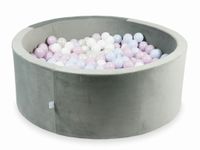 Suchy basen z piłeczkami 500 sztuk 110x40 Velvet szary (różowe jasne perłowe, błękitne jasne perłowe, opalizujące, białe)